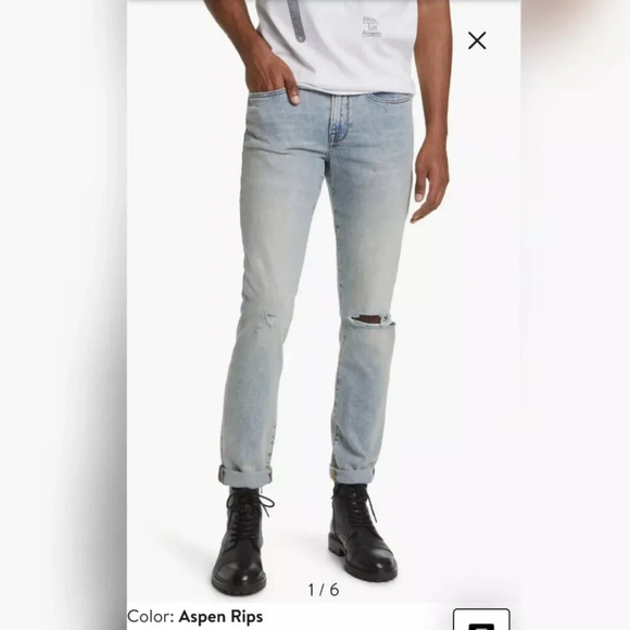 Frame Denim Other - Frame Men's Denim L'Homme Skinny Fit Mid Rise Light Wash Distressed Jeans Sz 38